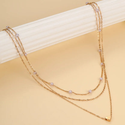 LATS Pearl Choker Necklace for Women – Double Layer Heart Pendant Jewelry Gift