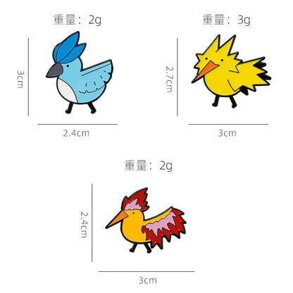 Cute Pokémon Three Holy Birds Cartoon Badge – Anime Flaming Bird Brooch for Clothes & Accessories