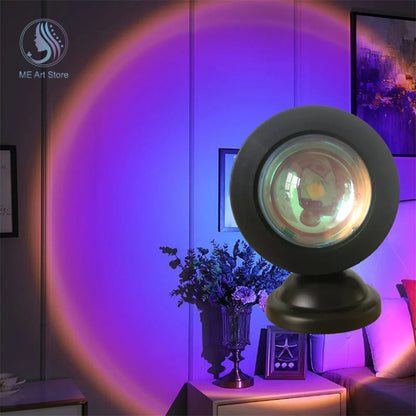 Vibrant Sunset Projection Light – 16-Color Spectrum, USB Remote Control, Dynamic LED Light for Warm Home Ambience