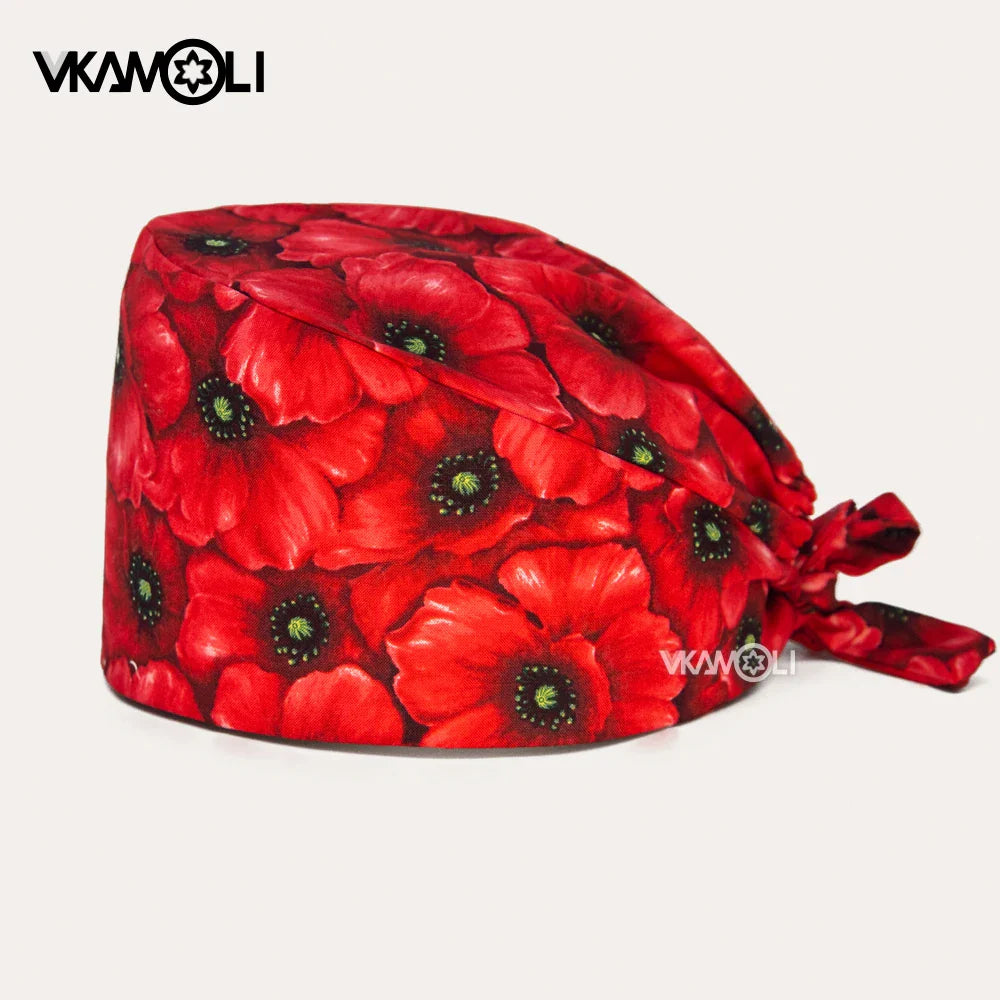 Cartoon Printed Clinical Scrub Caps – Surgery Hats for Men, Nurses & Pet Clinics