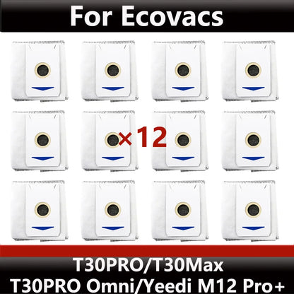 ECOVACS T30S PRO/T30 PRO OMNI & YEEDI M12 Pro+ Robot Vacuum Replacement Parts – Dust Bag, Main & Side Brush, Filter, Mop Accessories