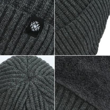 Men's Winter Knitted Bomber Hat with Ear Flaps - Plush Warmth, Faux Fur Lined, Casual Fashion Peaked Cap for Cycling