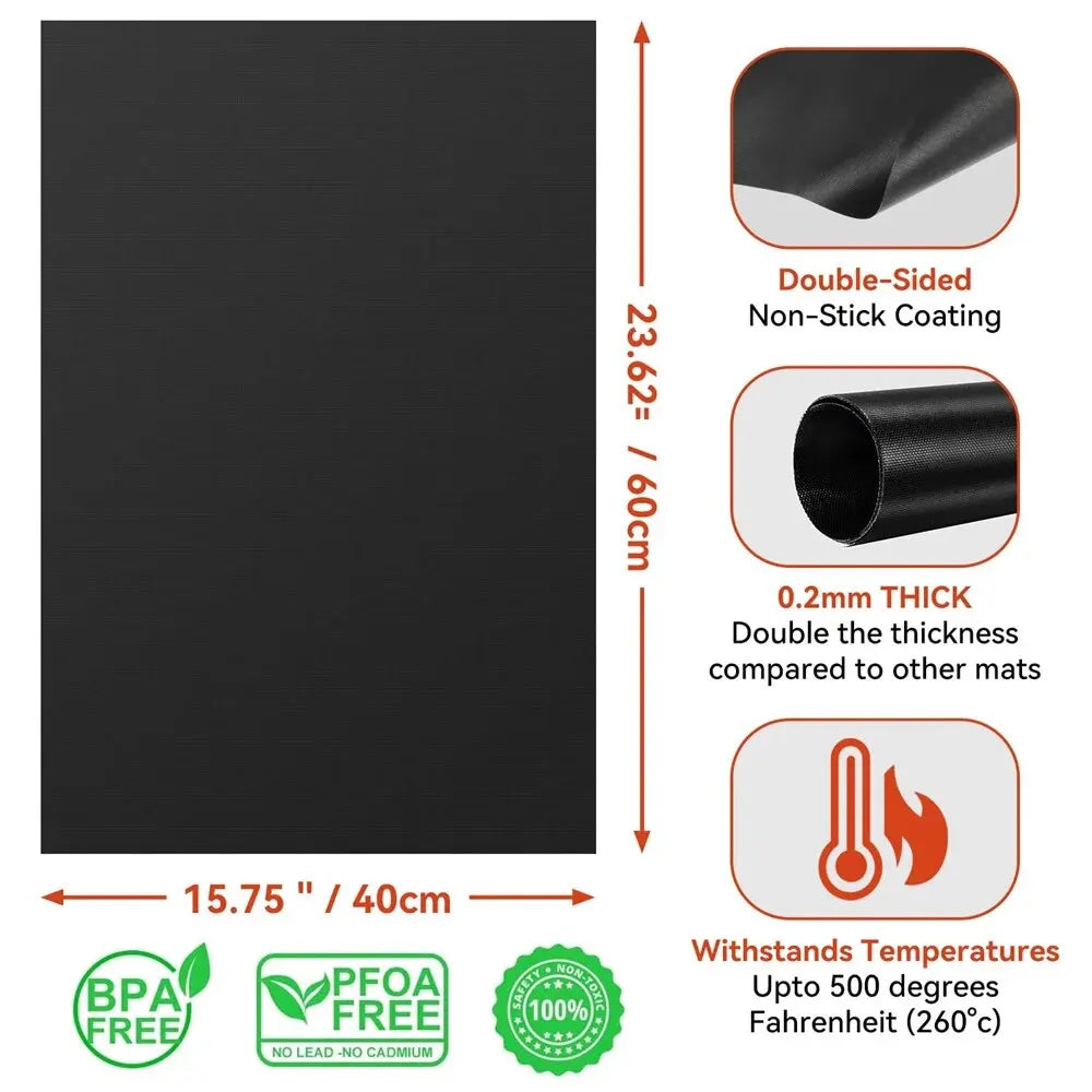 Reusable Non-Stick Oven Liners: Teflon Protector Mats for Electric & Gas Ovens - Heat Resistant Grill Mats for Bottom Protection
