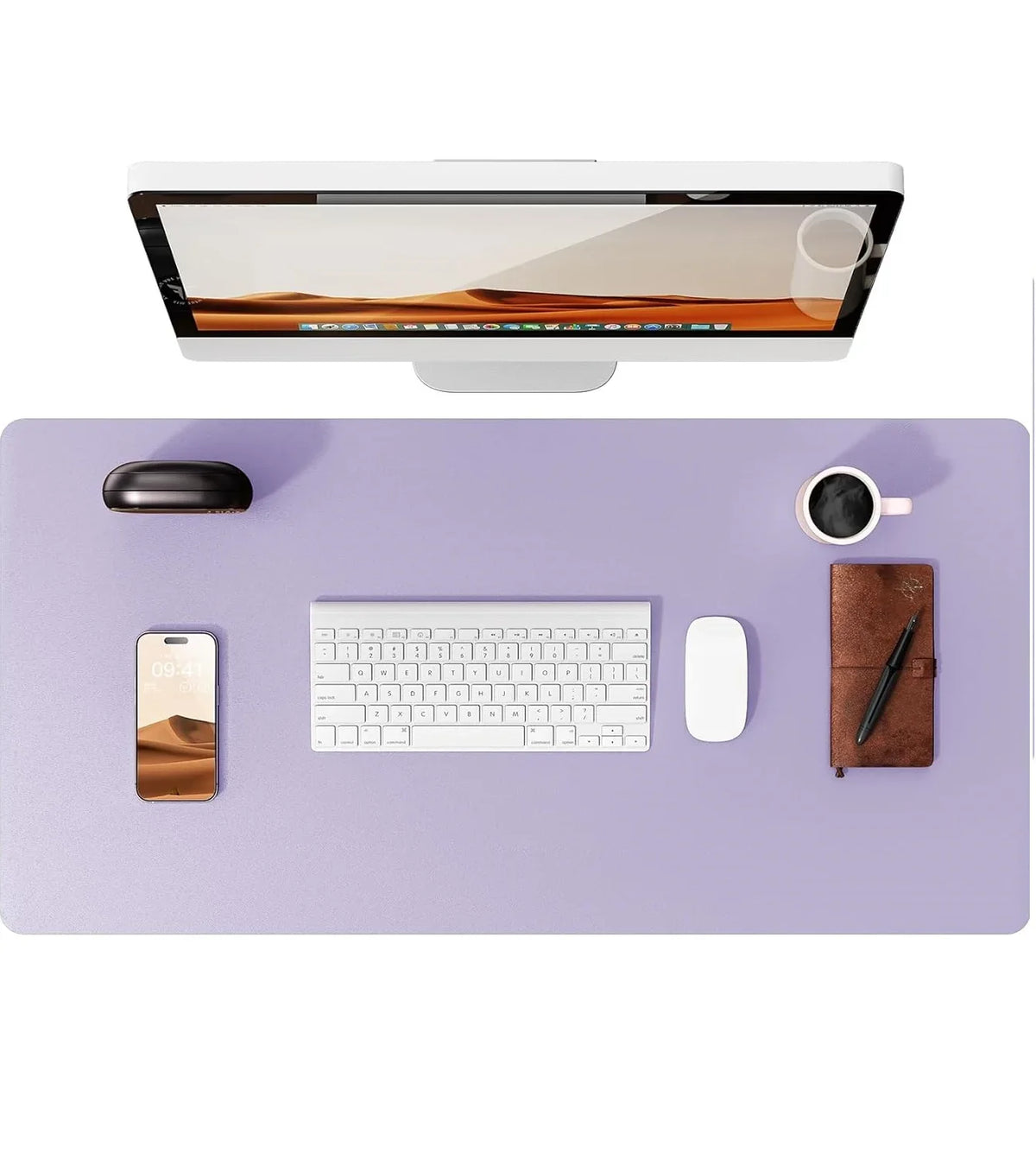 Large Leather Mouse Pad Desk Mat - Non-Slip PU Leather Office Desk Protector for Laptop & Workspace Setup