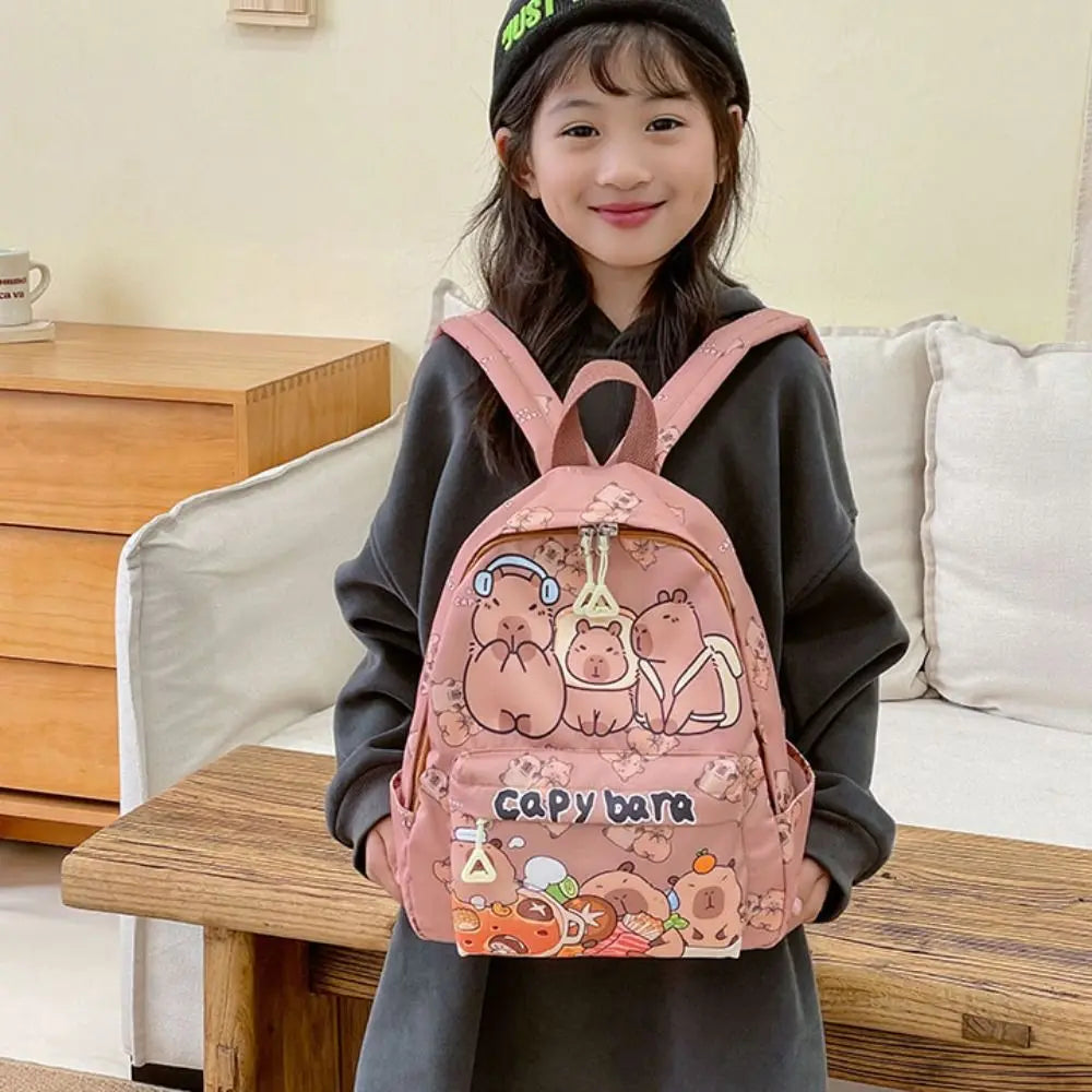 Cute Capybara Backpack | Large Capacity, Breathable Nylon Schoolbag for Students, Women & Girls, Ultra-Light Book Bag