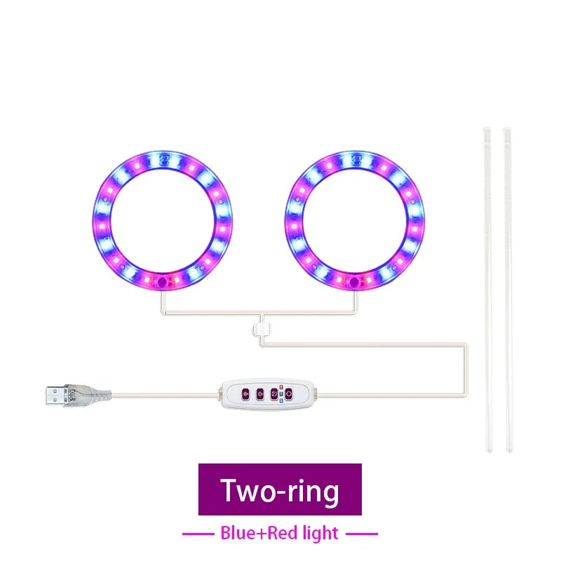 LED Full Spectrum Grow Light — USB 5V Adjustable Height Dimmable Lamp with Timer for Indoor Plants & Herbs