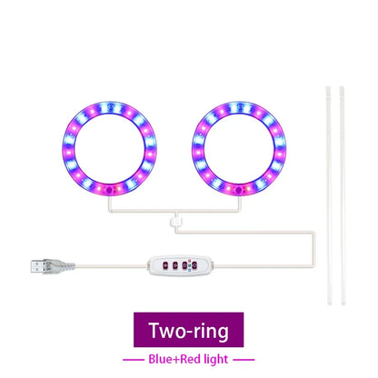 LED Full Spectrum Grow Light — USB 5V Adjustable Height Dimmable Lamp with Timer for Indoor Plants & Herbs