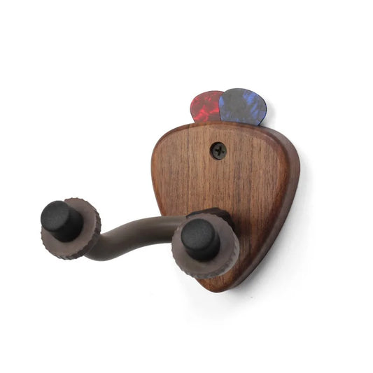 Wall Mount Guitar Hanger — Walnut Hook for Ukulele, Electric Guitar & Bass, Adjustable Display Stand