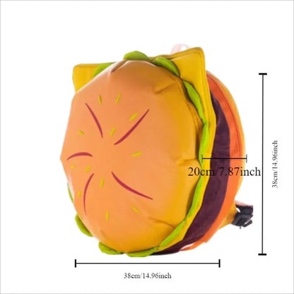 Stylish Hamburger PU Daypack Backpack – Casual Zipper Laptop Bag for Travel, Outdoor, and Unisex Use