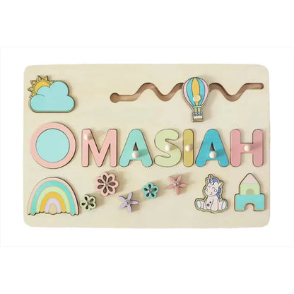 Montessori Personalized Wooden Name Puzzle — Custom Letter Board Educational Toy for Babies