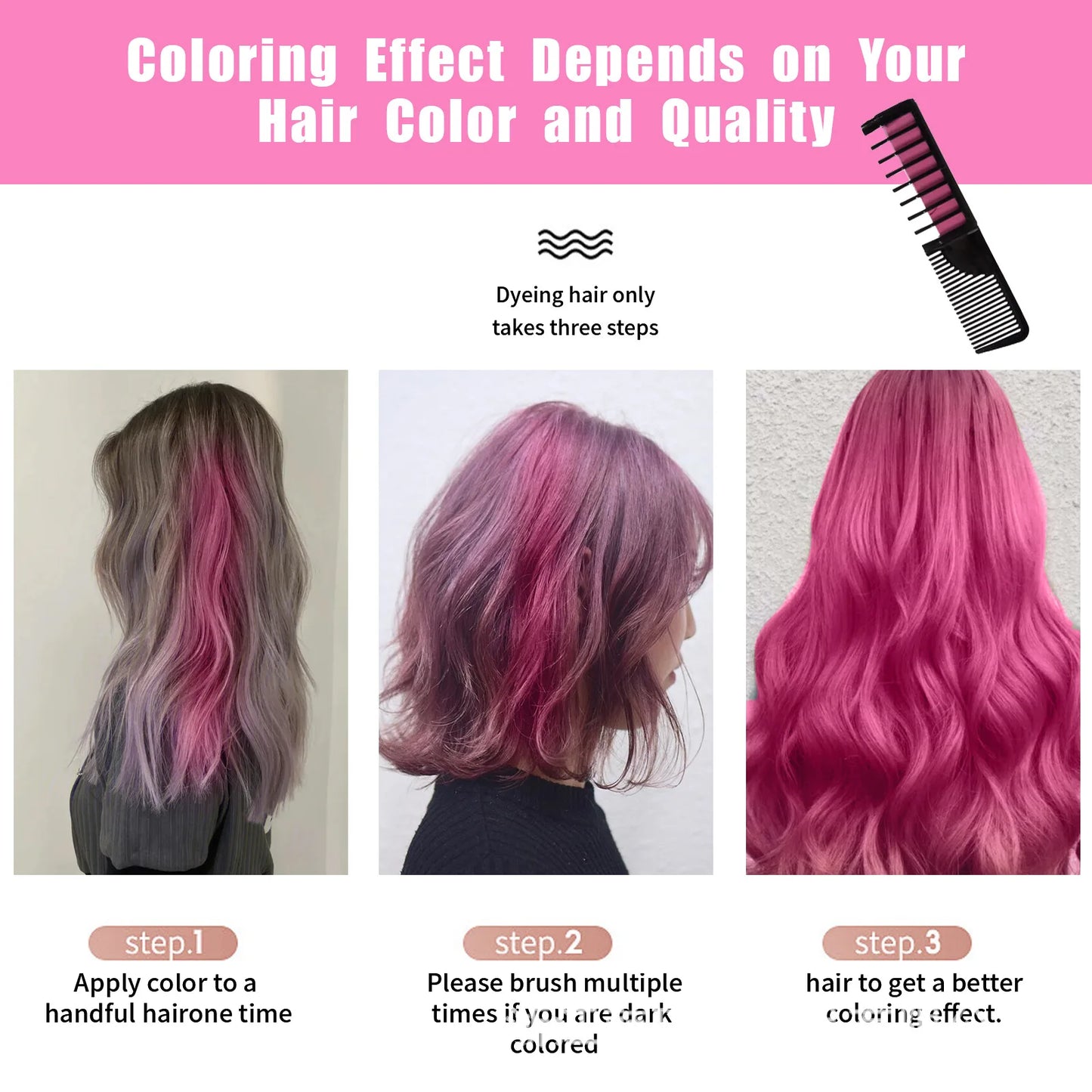 10-Color Hair Dye Comb Set – Multi-Color Disposable Hair Coloring Makeup Toy Kit for Girls