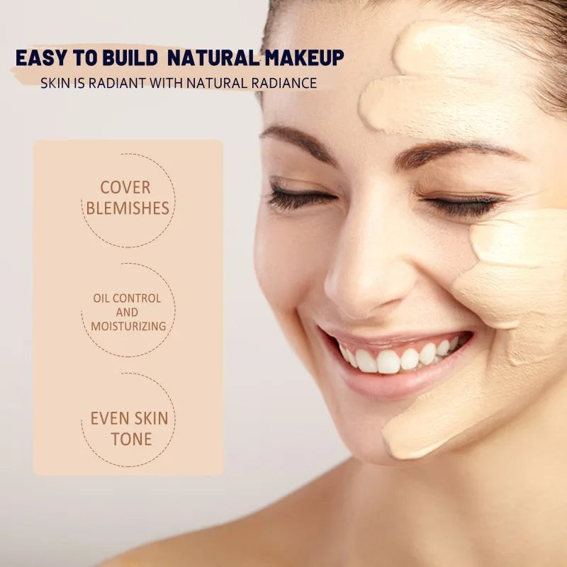 CC Foundation Cream – Natural Moisturizing, Waterproof, Brightening Concealer with Oil-Control & Long-Lasting Coverage
