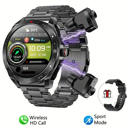2024 Smart Watch with TWS 2-in-1 Bluetooth Earphones — HIFI 9D Sound & Bluetooth Call for Men & Women Sports Fitness