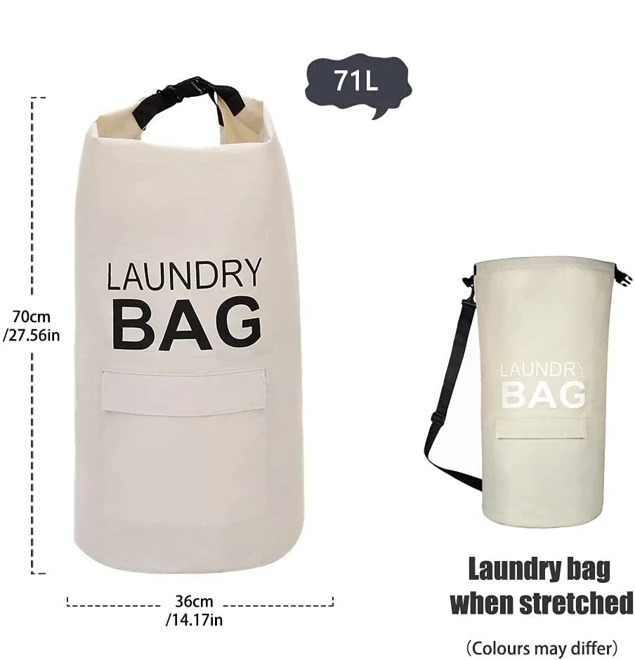 71L Laundry Backpack Hamper — Large Oxford Laundry Bag with Adjustable Shoulder Straps & Pocket