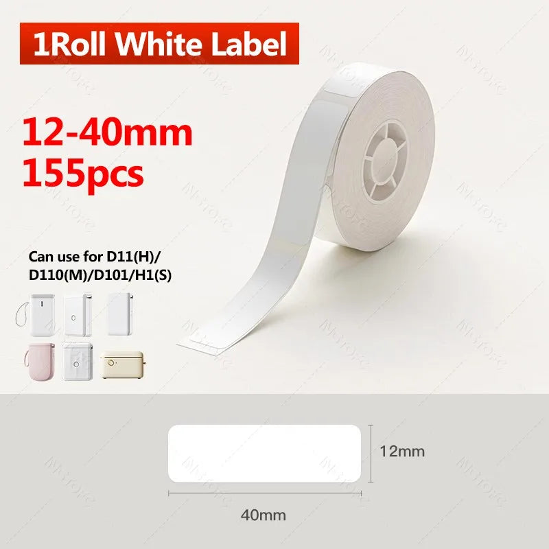 Niimbot D11/D110/D11H/D110M Label Sticker Paper, Self-Adhesive Waterproof Pure White Thermal Printer Labels for Home & Office Use