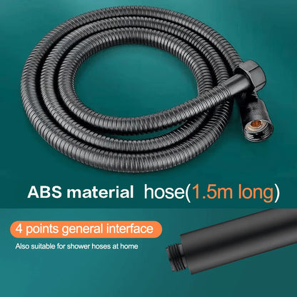 High Pressure Shower Head with Hose – 5 Modes Adjustable, Water-Saving Spray Nozzle with One-Key Stop for Bathroom Accessories