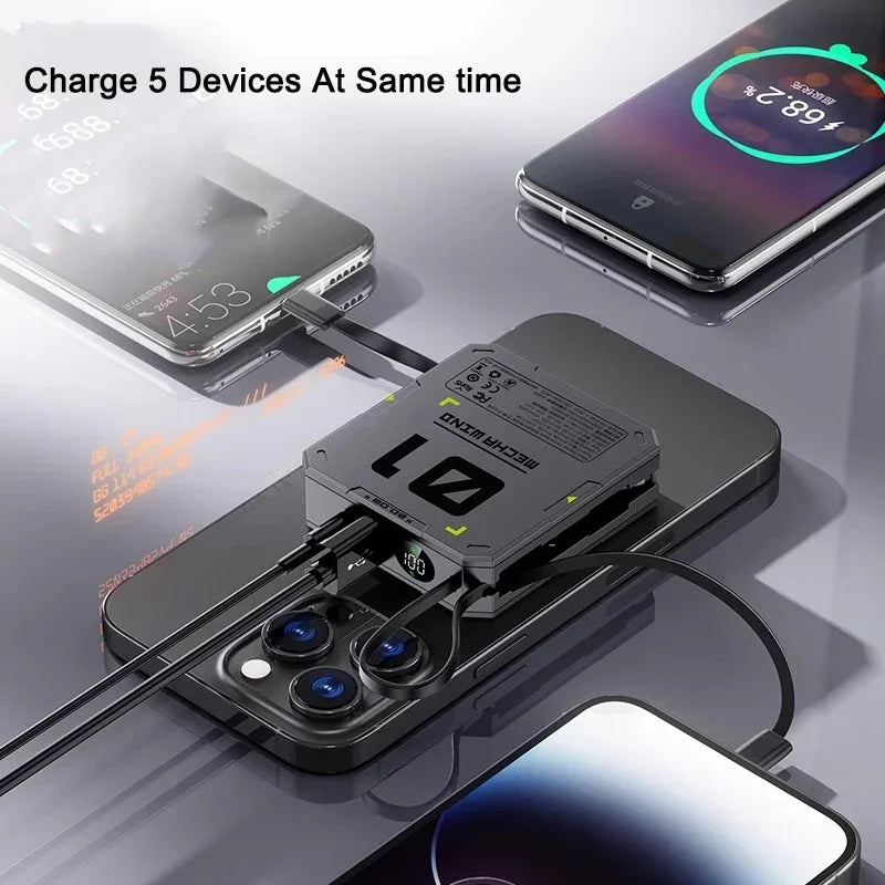 10000mAh Magnetic Wireless Power Bank - 22.5W Fast Charging, Portable Mini External Battery Charger with Cable for Xiaomi