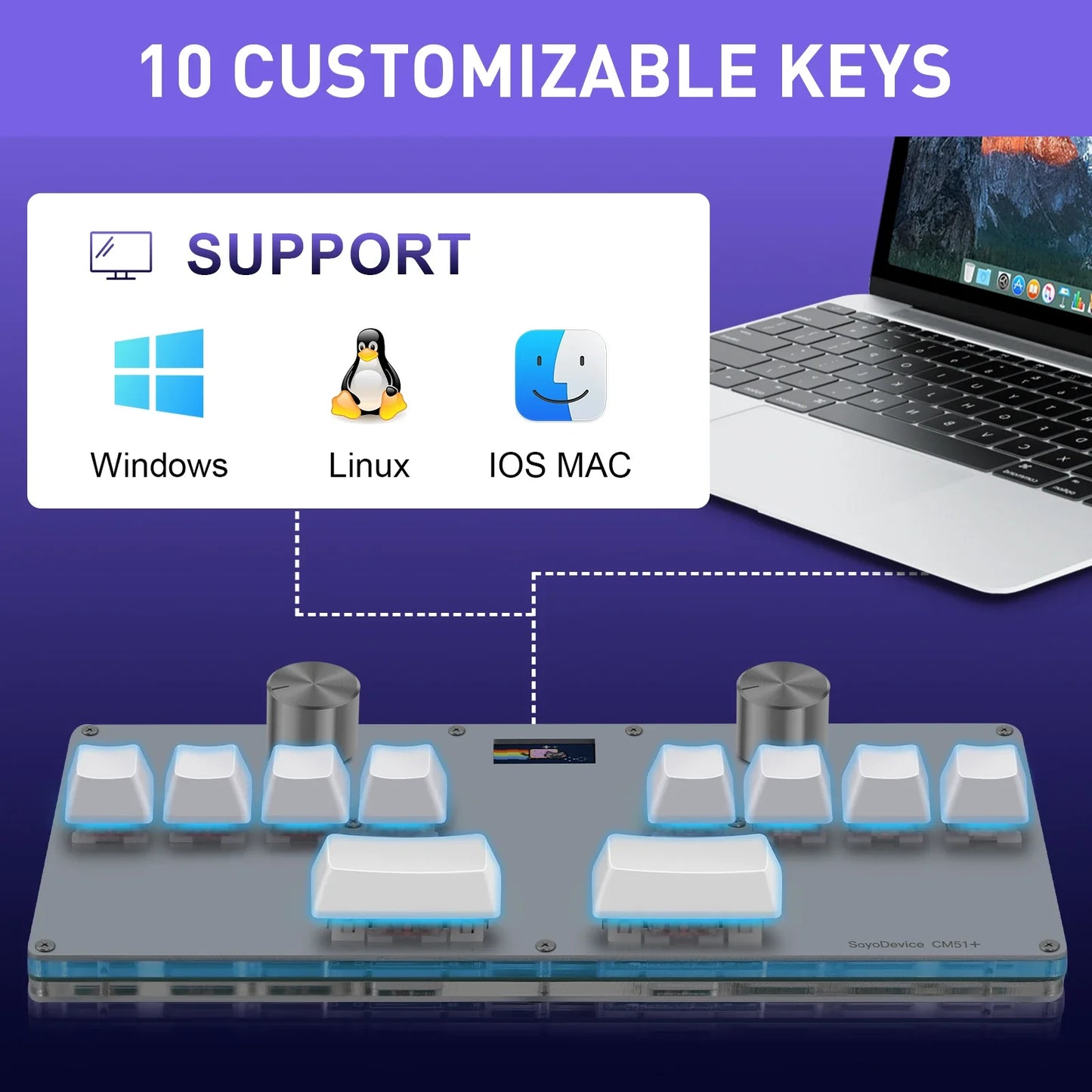 CM51 SayoDevice Rapid Trigger Magnetic Switch Keyboard with Knob & Screen – OUTEMU/Gateron Switch Gaming Macropad for OSU & DJMAX Shortcuts