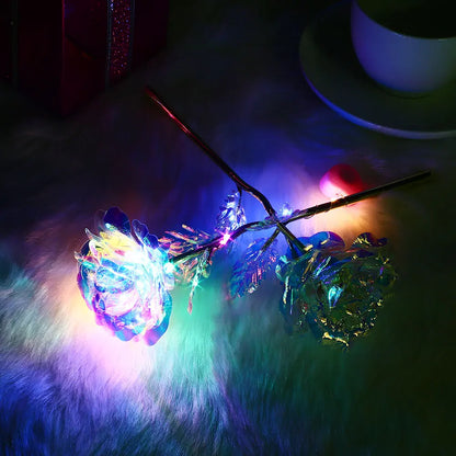 Light-Up Artificial Crystal Flower Gift - Plated Rose in a Box for Birthdays, Anniversaries, Mother's Day - Perfect for Wife or Girlfriend