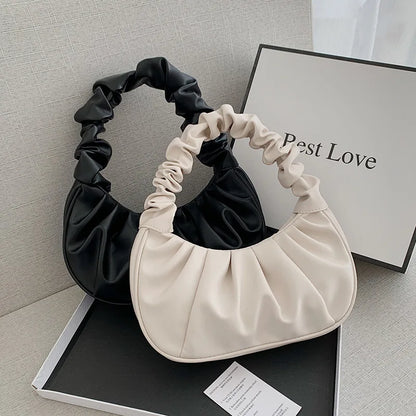 Fashion Pleated Cloud Handbag for Women – PU Leather Shoulder Bag, Casual Armpit Bag & Shopping Tote