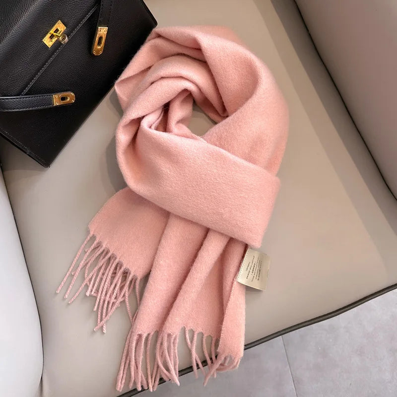 Winter Narrow Wool Scarf – 28 Colors, 100% Wool Solid Color Unisex Scarf for Men & Women, Warm and Cold-Proof