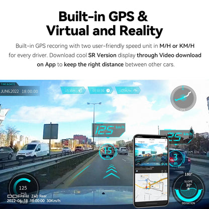 DDPAI Z40 Dash Cam - Sony IMX335 Car Camera Recorder, 1944P HD Video, GPS Tracking, 360° Rotation, WiFi DVR, 24H Parking Protection