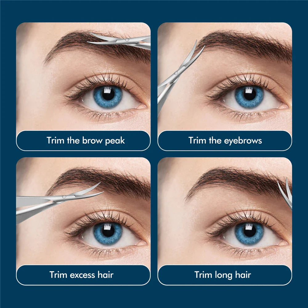 Stainless Steel Eyebrow Makeup Scissors – Curved & Straight Cuticle Trimmer Beauty Tool