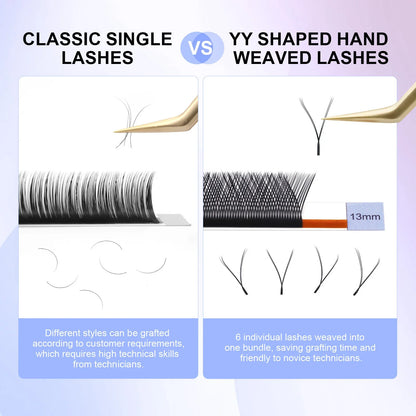 NAGARAKU YY-Shape Eyelash Extensions – Double & Triple Split Tips, Interlaced Root Lashes