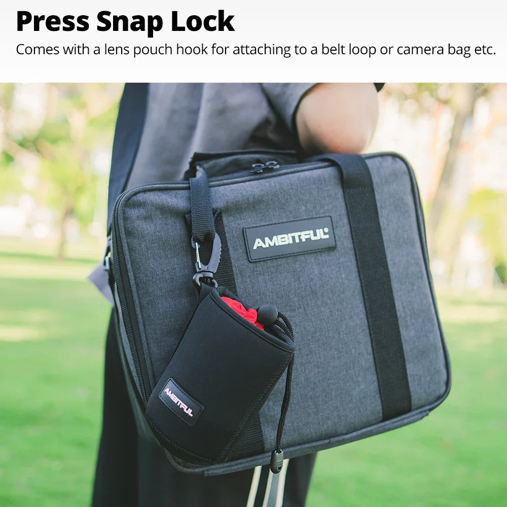 AMBITFUL Camera Lens Drawstring Bag — S/M/L/XL Pouches for Canon, Sony, Nikon DSLR Lenses