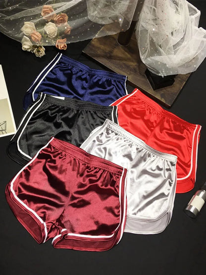 2023 Women’s Summer Silk Shorts – Slim Fit Casual Beachwear with White Edge, Lightweight Hot Weather Fashion Shorts for Women