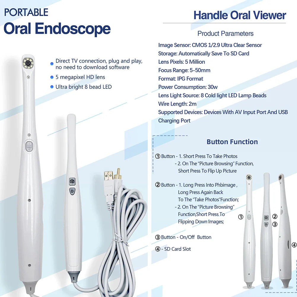 Portable Dental Intraoral Camera – High-Resolution Oral Examination with AV/TV Connection