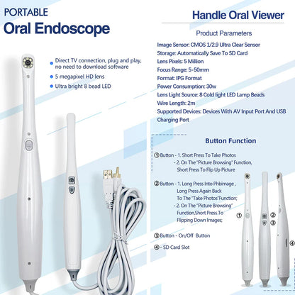 Portable Dental Intraoral Camera – High-Resolution Oral Examination with AV/TV Connection