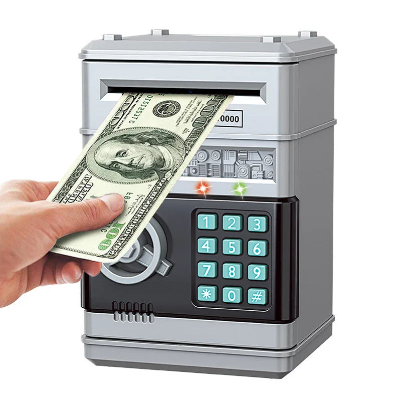 Kids Electronic Password Piggy Bank – Mini Safe Money Box with Code Lock & Auto Cash Slot