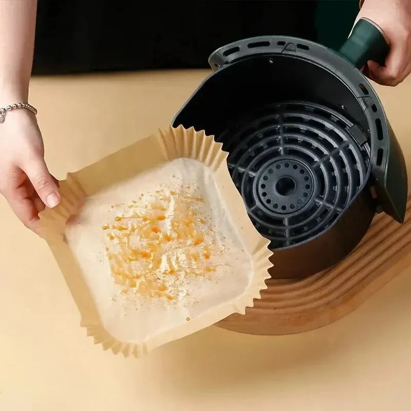 50Pcs Disposable Non-Stick Air Fryer Paper Liners – Round Baking Sheets Kitchen Airfryer Accessories for Easy Cooking & Cleanup