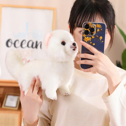 Realistic Pomeranian Plush Toy - Cute Soft Stuffed Puppy for Kids, Girls, Xmas Gifts & Home Decor