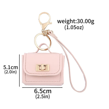 Mini PU Leather Bag Keychain - Openable Coin Purse Pendant with Hand Strap for Phone & Keys
