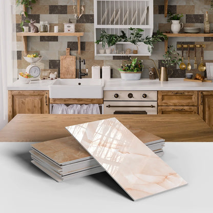16PCS Marble Pattern Wall Stickers - Waterproof Oil-Proof PET Foam Kitchen Backsplash & Decorative Wallpaper Panels