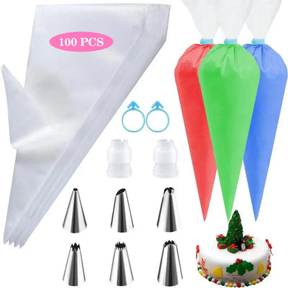 Silicone Piping Bags & Tips Set – Reusable Cake Decorating Kit with Stainless Steel Nozzles for Baking
