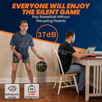 580G Silent Indoor Basketball – Noiseless Size 7 PU Foam Airless Ball with Quiet Bounce, 90% Real Feel