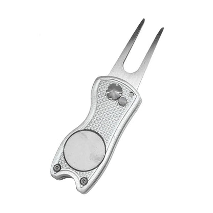 Foldable Golf Divot Repair Tool — Golf Ball Pitch Groove Cleaner & Putting Green Training Aid Accessory