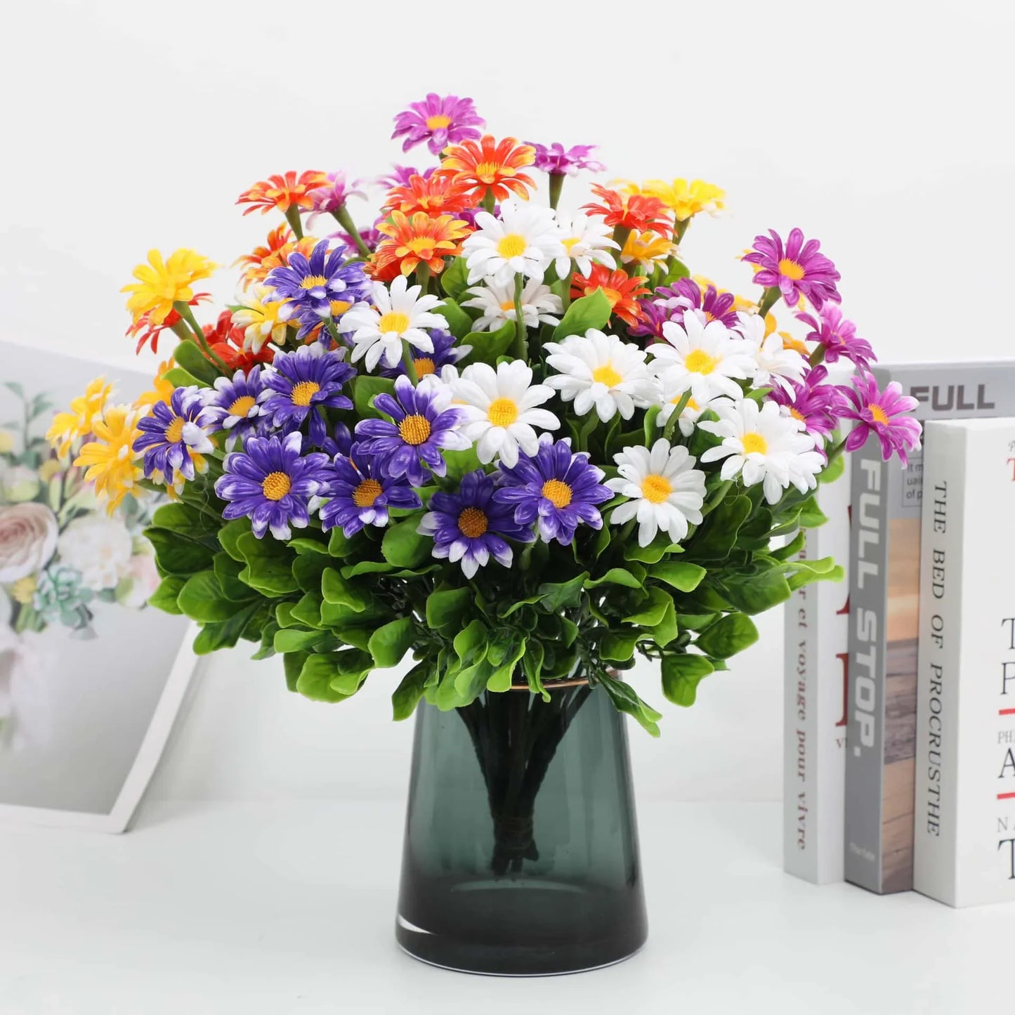5/10 Pcs Realistic Artificial Daisy Bouquet – UV-Resistant Faux Flowers for Home, Garden, Office & Outdoor Spring/Summer Decor