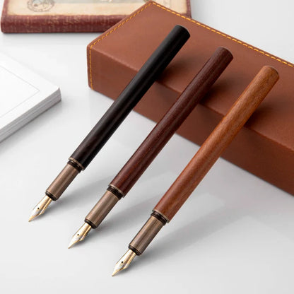 Luxury Retro Wood and Bronze Fountain Pen - 0.5mm Calligraphy Ink Pen for Business, Art, and School, Ideal Student Stationery Gift