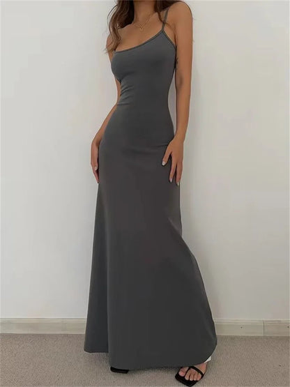Woman's Sexy Sleeveless Bodycon Dress: Spring/Summer Spaghetti Strap Split Sheath Style - Vestidos SS161