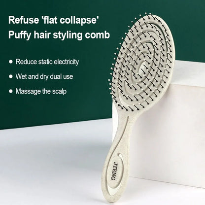 New Elastic Massage Comb - Wet and Dry Hairdressing Hair Brush with Soft Pins, Hollow Out Design, Anti-static - Salon Styling Tool for Stylish Hair