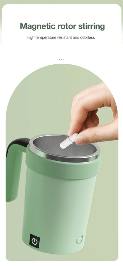 Automatic Rechargeable Electric Coffee Cup Stirrer – Stainless Steel Magnetic Self-Stirring Mug with Detachable Base