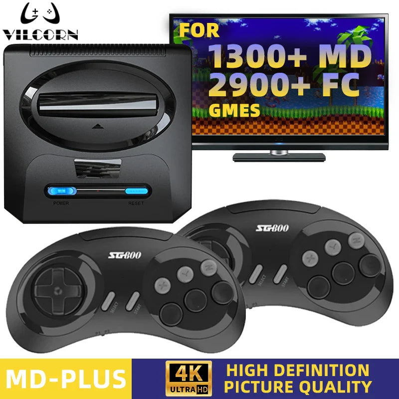 16-Bit Retro Sega MD Game Console – HDMI Output for Sega Mega Drive, Genesis & Dendy Classic Video Game System