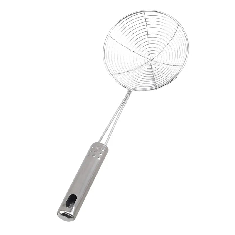 Stainless Steel Oval Skimmer - Mesh Oil Pot Food Filter, Cookware Colander, Fried Food Strainer for Kitchen Baking and Cooking