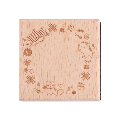 Cute Cat Wood Stamp Calendar – Daily & Monthly Planner Stamps for Journaling, Scrapbooking & DIY Crafts