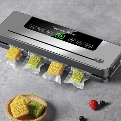 Electric Vacuum Sealer Machine for Food Storage, Touch Button Dry & Wet Mode, Built-in Cutter, Kitchen Vacuum Packaging System