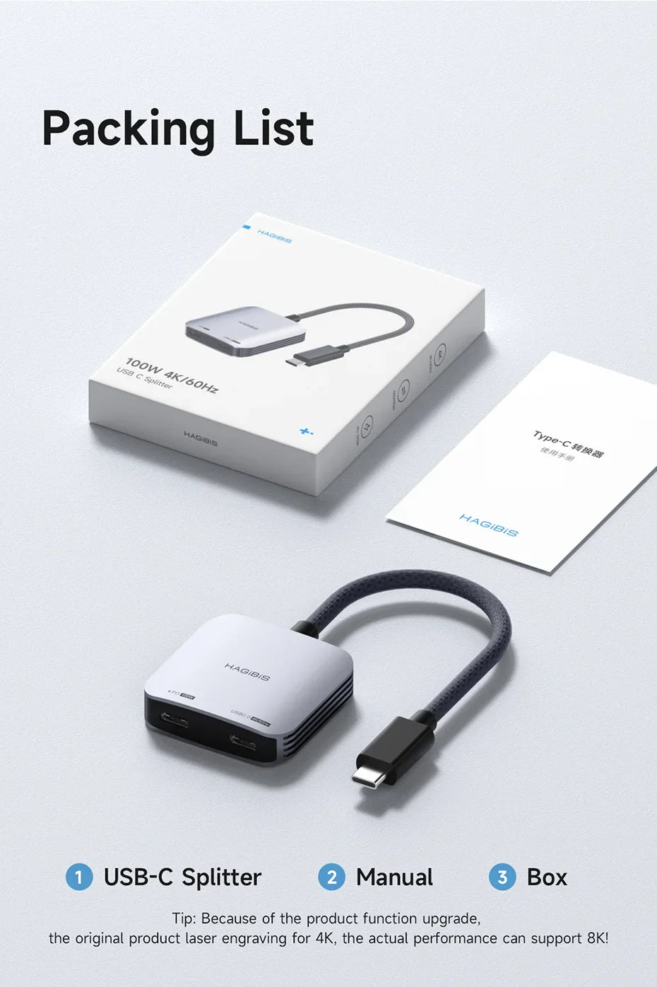 Hagibis AR Glasses Adapter USB-C Hub — Charging & Play Converter for Switch, Rokid, Xreal, RayNeo Air